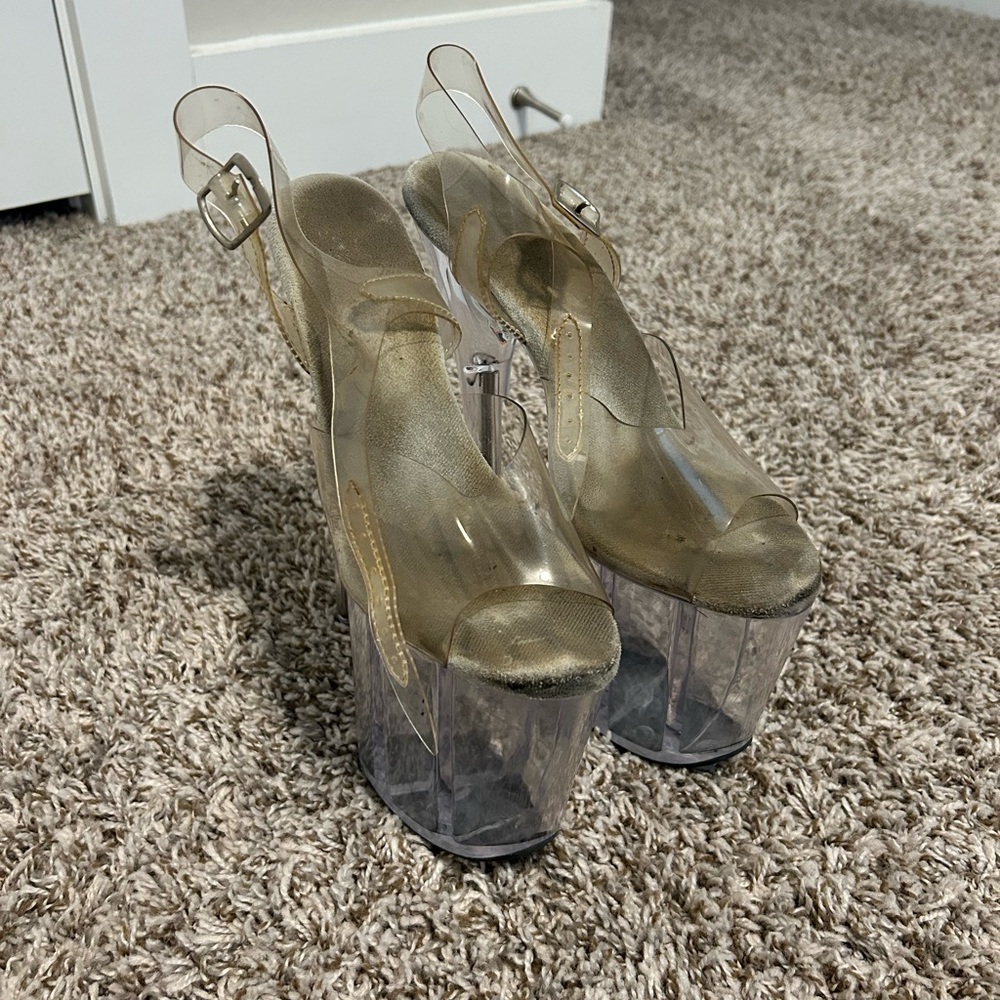 Pleaser Clear Platform Heels - Heavily Worn